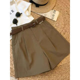 Fongt Shorts Women 2025 Summer New Retro High-Rise Thin Casual Pear-Shaped Broad Leg A Word Five-Point Pants