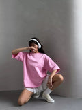 Fongt Hot Cotton T-Shirt Women Wear Round Collar Ring Cloth Short-Sleeved Loose Basic Top