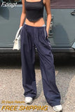 Cargo Pants For Women Elastic Waist Joggers Stripe Loose Drawstring Sweatpants Casual Streetwear Female Wide Leg Baggy