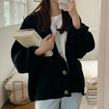 Winter Elegant Solid Women's Sweater Autumn V-Neck Buttons Cardigan Oversized Fashion Korean Knitwears Sweater Jacket
