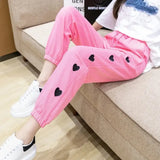 Spring And Autumn Hot Girls Street Style Printed Love Sweatpants Women's Thin High Waist Elastic Waist Guards Casual