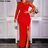 Black Bodycon Long Sleeve Maxi Dress African Dresses for Women 2022 African Clothes Dashiki Sexy Split Gown Robe Africaine