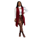 Fongt New Women's Casual Solid Color Cardigan Sleeveless Knitted Vest-Outfit