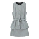 Fongt Women's Dress 2025 New Fashion Temperament Two-Piece Effect Of The Short Dress