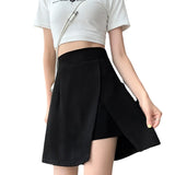 Fongt Hip Skirt Plus Black A Word High-Waisted Open Skirt Summer 2025 New Short Skirt Irregular Skirt Half-Dress Woman