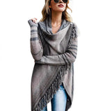 Fongt Self-Wearing Fashion Tuxedo Striped Coat Sweater Woman