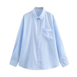 Fongt New Four-Color Striped Single Pocket Dress Loose Casual Shirt