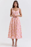 Fongt Women's Clothing 2026 Spring And Summer New Sexy Sling Splicing Print Tie Dress
