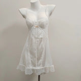 Fongt Lace Sexy Pajamas Women Spring And Autumn 2025 New Summer Pure Wind Ice Ribbon Breast Pad Sling Skirt