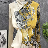 Woman Blouse 2023 Color Block Silk Shirt Mulberry Silk Top Beautiful Women's Blouses In Promotions Women's