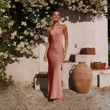 Fongt Spring And Summer New Sexy Solid Color Bodyless Sleeveless Back Temperament Dress Woman