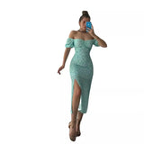 Fongt Summer Women's Bag Hip Open Word Collar Temperament Hottie Dress Dress Dress Dress Woman