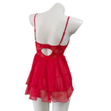Fongt Sexy Pajamas High-End Ballet Mesh With Chest Cushion Steel To Seeto-Back Sling Skirt Suit