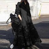Fongt Women's New Dress Solid Color Sweet Retro Long-Sleeved Collar Loose Swing Dress