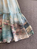 Fongt High-End Exquisite Dress Women's Summer Micro Fat Mm New National Feng Feng Eshui Ink Printing Skirt 0530