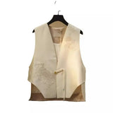 Small Man Has A Unique Foreign Style And A Chic Coat With A Super High Sense. The New Chinese Style White Waistcoat Is A Woman In Spring And Autumn.-Outfit