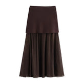 Fongt New Gold Button Knitted Vest Small Folding Splicing Skirt Set