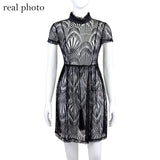 Dark Lace See Through Sexy Mall Gothic Women Dresses Grunge A-line Black Mock Neck Mini Dress Punk Summer Party Alt