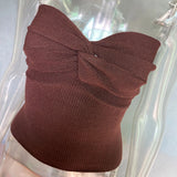 Fongt Spring And Summer Women's Explosive Pure Color Cross-Knitted Knitted Bra Vest