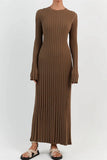 Fongt Round-Neck Knitted Long Dress 2023 Autumn New Sweater Skirt Pit Strip Solid Color Bottom
