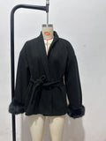 Fongt Autumn Fashion New Women's Long-Sleeved Coat Waist Tie Temperament Top