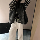 Fongt Vertical Striped High-Waisted Straight Slacks Women's New Autumn Loose-Render Feeling With Thin Broad Legs Long Trousers