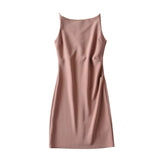 New Spring Style One-Word Pleated Solid-Color Dress Sexy Sling Hip Skirt-Outfit