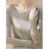 Fongt High-End Sense Collar Gray Knitted Bottoming Women Autumn And Winter Light Luxury Style Inside The