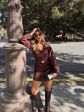 Fongt Women's Winter New Simple 8 Color V-Neck Knitting Cardigan Jacket + Short Skirt Set