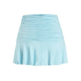 Boho Beach Skirts Summer High Waist Floral Printing Ruched Slim Short Mini Skirt A-line Bottoms Party Vacation