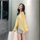 Thin Sweaters Women Vintage Hollow Knitted Pullovers Top Sweet Casual Loose V-neck Sweatshirt Elegant Korean Womens Clothes-Outfit