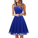 Women's Elegant Lace Wedding Dress Bow Belt Irregular Length Sleeveless Dress Chiffon Dress Bridesmaid Cocktail Party Dresses-Outfit
