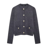 Fongt Homemade New Women's Ocean Gold Buckle Knitted Coat 6427/144