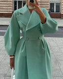 Women's Warm Long Overcoat Wool Blends Autumn Winter Thick Cashmere Double Breasted Jacket Blazer Female Woolen