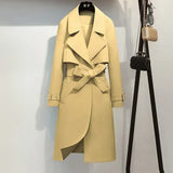 Spring Windbreaker Autumn Trench Coat Women Adjustable Waist Slim Solid Black Coat White Long Trench Coats Female