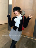 Fongt Xixi 2025 Winter White Standard Korean Version Of Elegant Solid Color With Wool Knitted Shirt Small Sweater Girl 25374