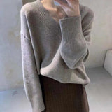 Lazy Wind V-Neck Sweater Women Look Loose And Thin, Wearing Knitted Bottomed Sweaters Inside-Outfit