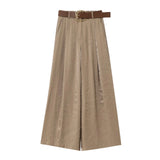 Fongt New Fashion 100 With Belt Silk Silk Sleet Straight Trousers