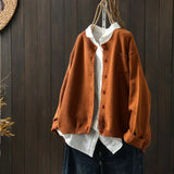Fongt Spring And Autumn Knitted Cardigan Coat Women Retro Literature And Art Loose Leisure Long-Sleeved Sweater Korean