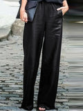 Women' s PU Leather Trousers ZANZEA Autumn Fashion OL Wide Leg Pants PalazzoOversized Casual Solid Bottoms Femme
