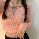 Fongt Strapped Sweater Cardigan Woman Spring 2023 New Hot Girl Exposed Umbilly Knitted Blouse Outside