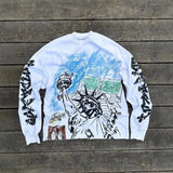 Fongt Long-Sleeved Blouse Loose Statue Of Liberty Chao Street Youth Wind