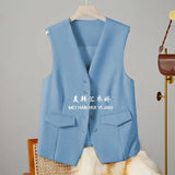 Fongt Vest Women's Small Vest 2025 Spring And Autumn New Repair Outside The Folding Wear Women's Shoulder Black Short Horse Clip