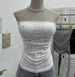 Fongt Diamond Splicing Lace-Back Strapped Braided Braided Braided Brae Folded Bra Sleeveless Top 1196