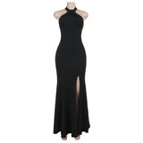 Fongt Sexy Bare Back High Open Fork Dress Dress 2024 New Temperament Fashion Fishtail