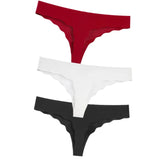3Pcs Sexy G String & Thongs Women's Set Panties Solid Female Underwear Mid-Rise Silky Ladies Briefs Comfort Seamless