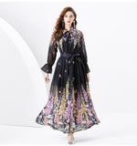 Fongt And Autumn Women's Printed Femininity Shirt Blouse Flowers Half-Dressed Two Sets Of Belly Shaded Young