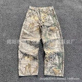 Sales 2024 Summer New Retro Leisure Twigs Camouflage Trousers Wash To Make Old Work Pants-Outfit