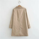 4XL Women's Trench Coat Loose Outerwear Hide Button Windbreaker Female Casual Tops Solid Color Cotton Trench