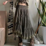Antique Pleated Small Design Skirt 2023 New High-Waisted A-Shaped Casual Chic Dress-Outfit